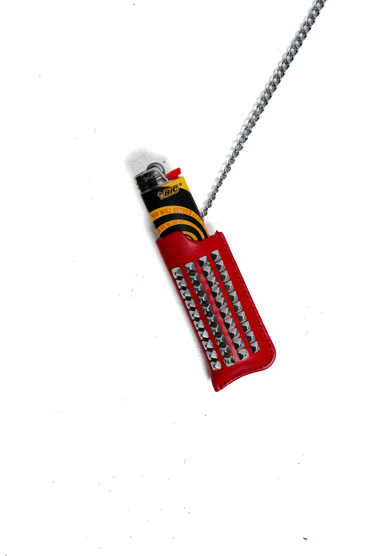 Supreme Studded Leather Lighter Holder Red