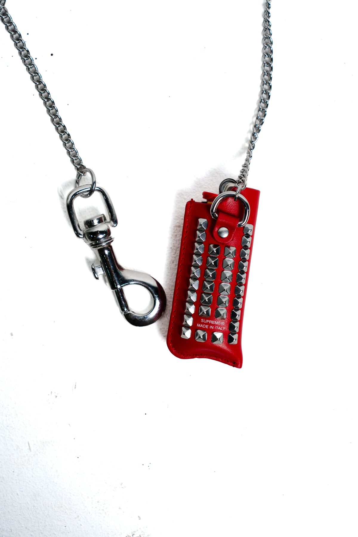 Supreme Studded Leather Lighter Holder Red