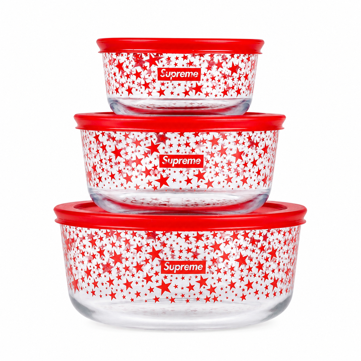 Supreme Pyrex Bowls Set Of 3 Red