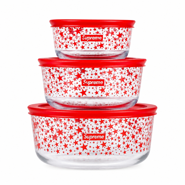Supreme Pyrex Bowls Set Of 3 Red
